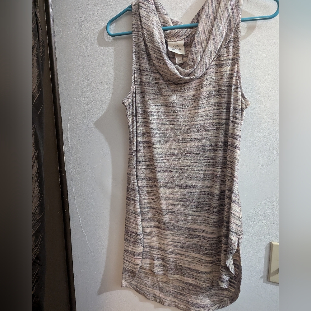 Striped Sleeveless Cowl Neck Top